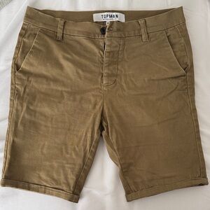 Topman Olive Chino Shorts